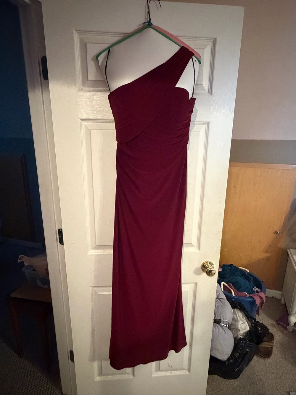 SORELLA VITA One-Shoulder Wine Red Evening Gown